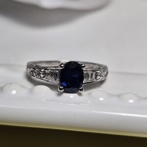 Sapphire and Natural Diamond Ring
